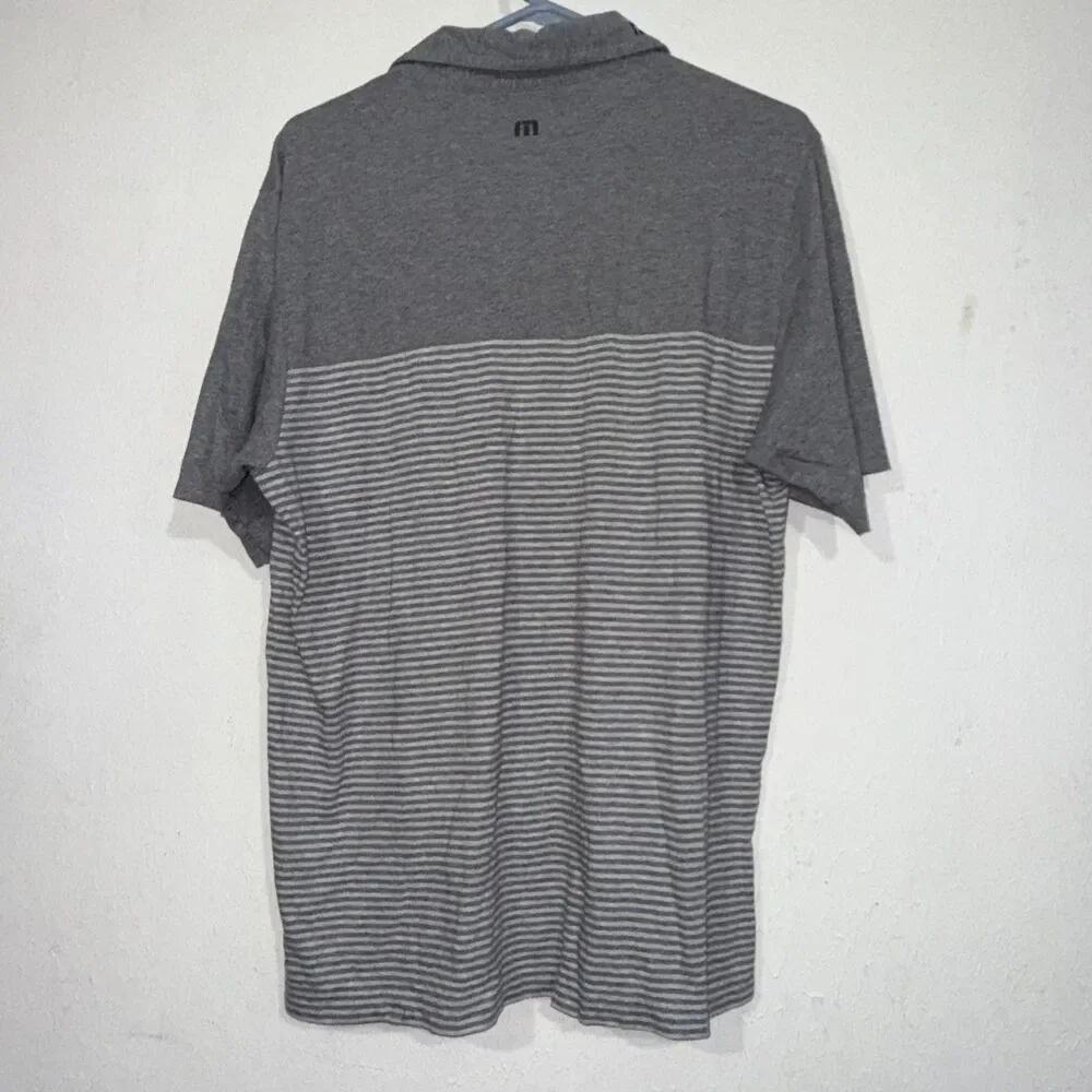 Travis Mathew Golf Polo Shirt Mens Sz Medium Gray Striped Performance